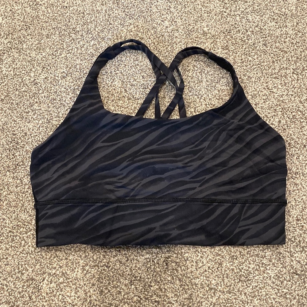 Lululemon longline energy bra. Size 8. Black zebra